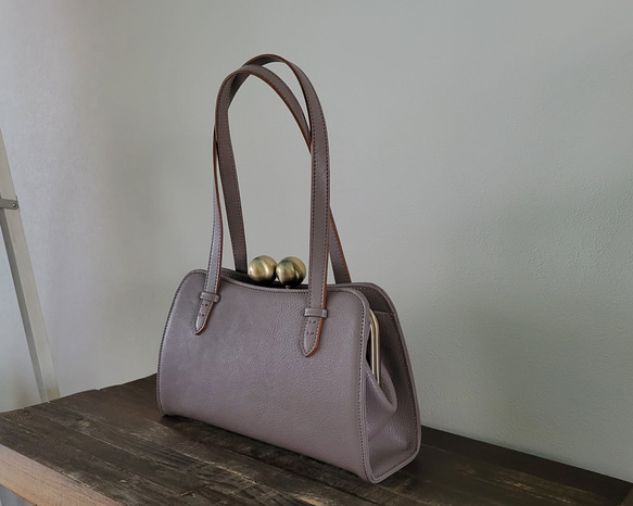 ★受注制作★大玉がま口のハンドバッグ(オーク) 