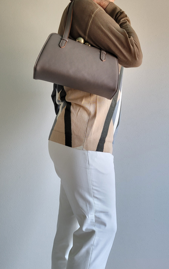 ★受注制作★大玉がま口のハンドバッグ(オーク) 