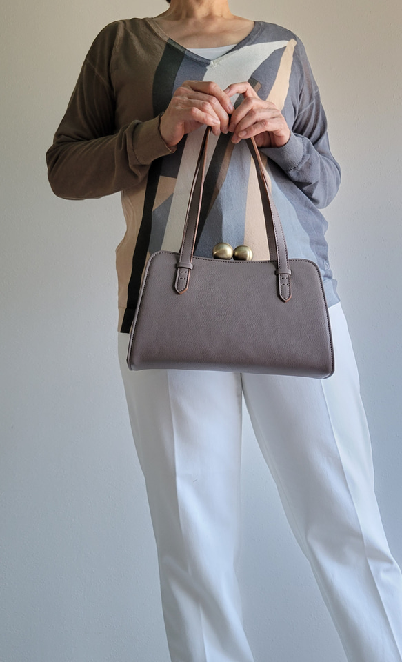 ★受注制作★大玉がま口のハンドバッグ(オーク) 