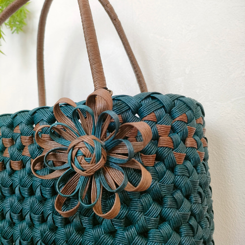 Sana様】ハンドメイド ブルー・グリーン 5模様 カゴバッグ Sana様