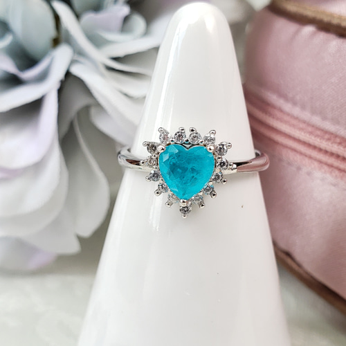 SummerSale☆ ブラジルブルー パライバトルマリン 人工宝石 ハート