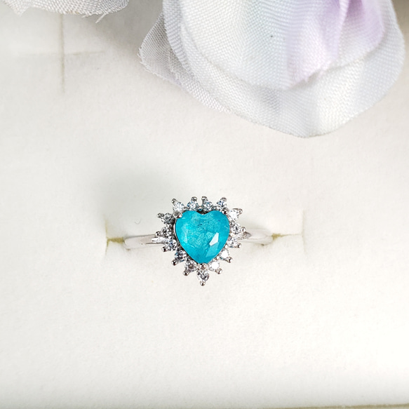 SummerSale☆ ブラジルブルー パライバトルマリン 人工宝石 ハート