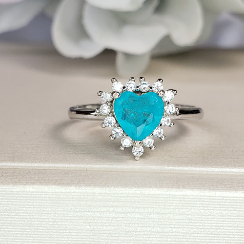 SummerSale☆ ブラジルブルー パライバトルマリン 人工宝石 ハート