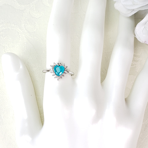 SummerSale☆ ブラジルブルー パライバトルマリン 人工宝石 ハート