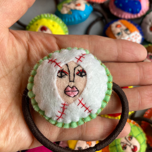 野球ボールヘアゴム刺繍ハンドメイド☆
