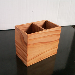 New○屋久杉 無垢材のペンスタンド（仕切りあり） K347 ペンケース 森