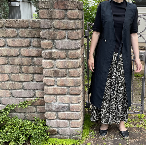 着物リメイクロングジレ／紬・紺地 ベスト Futari 通販 17962902