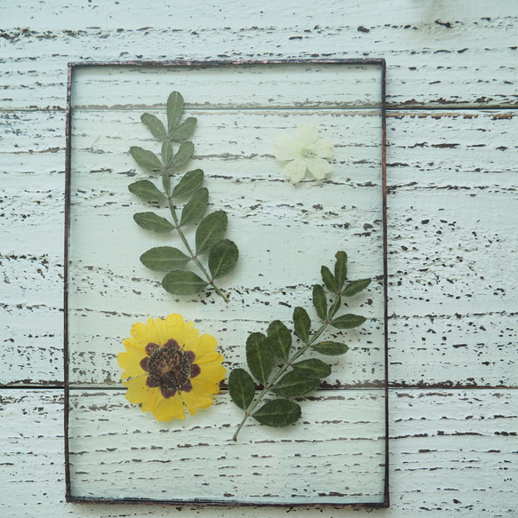 葉脈と押し花のガラスパネル 3枚目の画像
