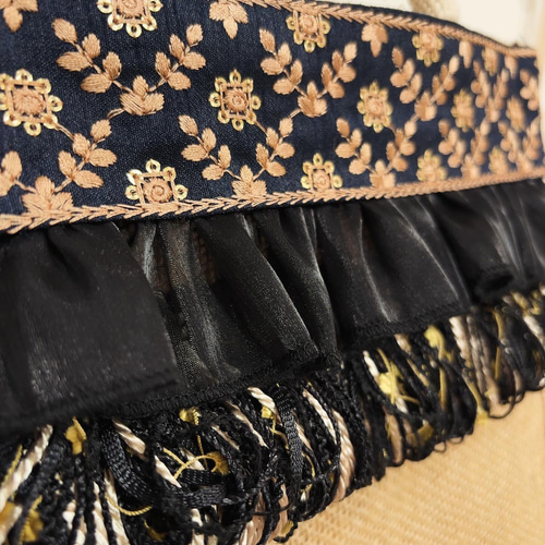 ジュートバッグ＊インド刺繍リボン＊フリル トートバッグ mugeut 通販