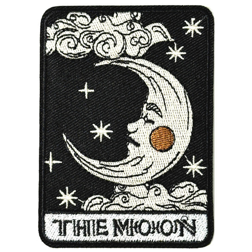 三日月フェイス タロットカード ワッペン 刺繍アップリケ1枚【リメイク