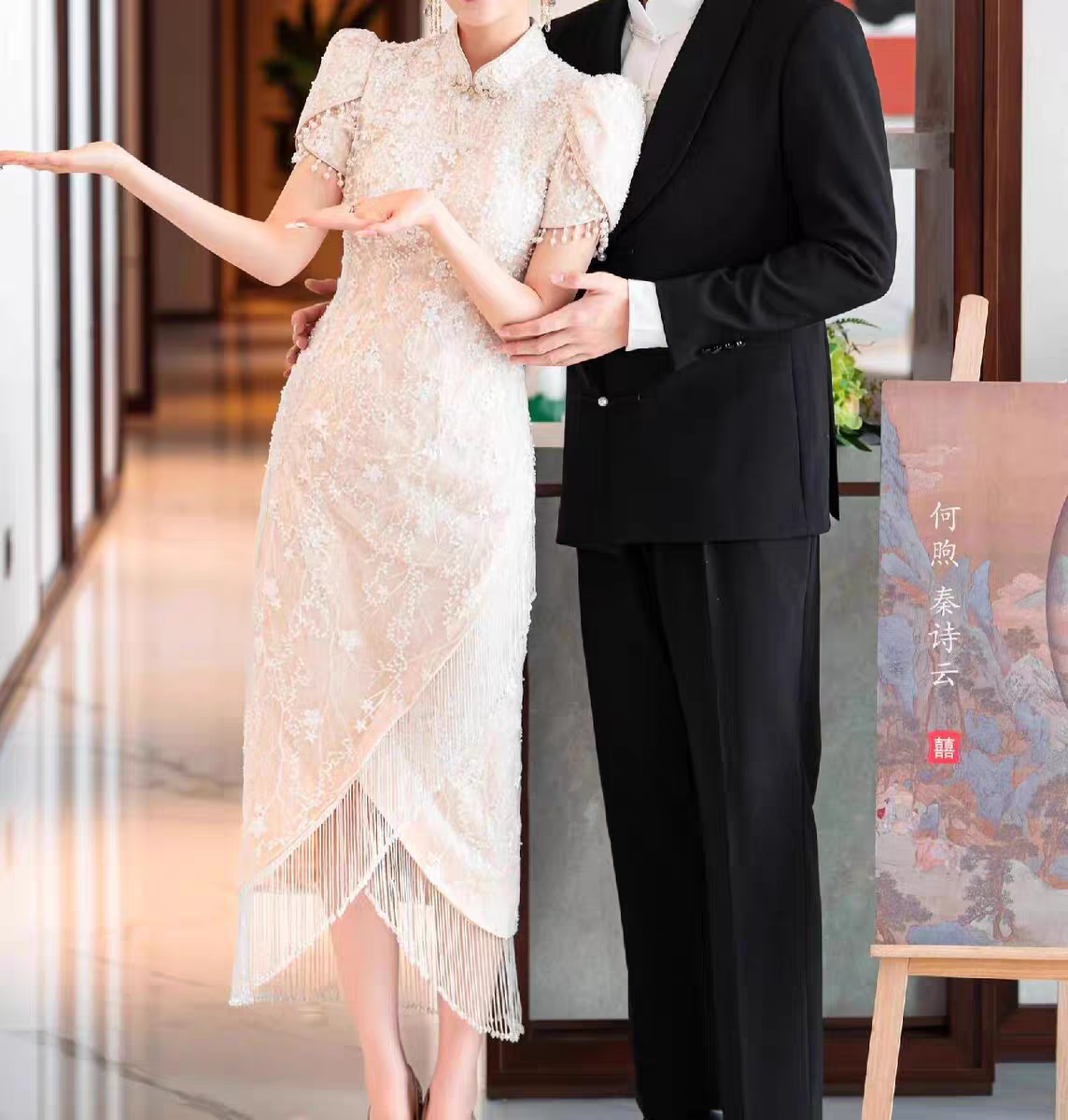 おしゃれ上級者に人気  魅惑の花レー ウエディングドレス  パール ソフトマーメイドライン  演奏会/花嫁/H027