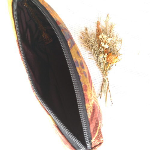 着物正絹帯リメイクハンドバッグ&ポーチA4サイズ No.19 縦長