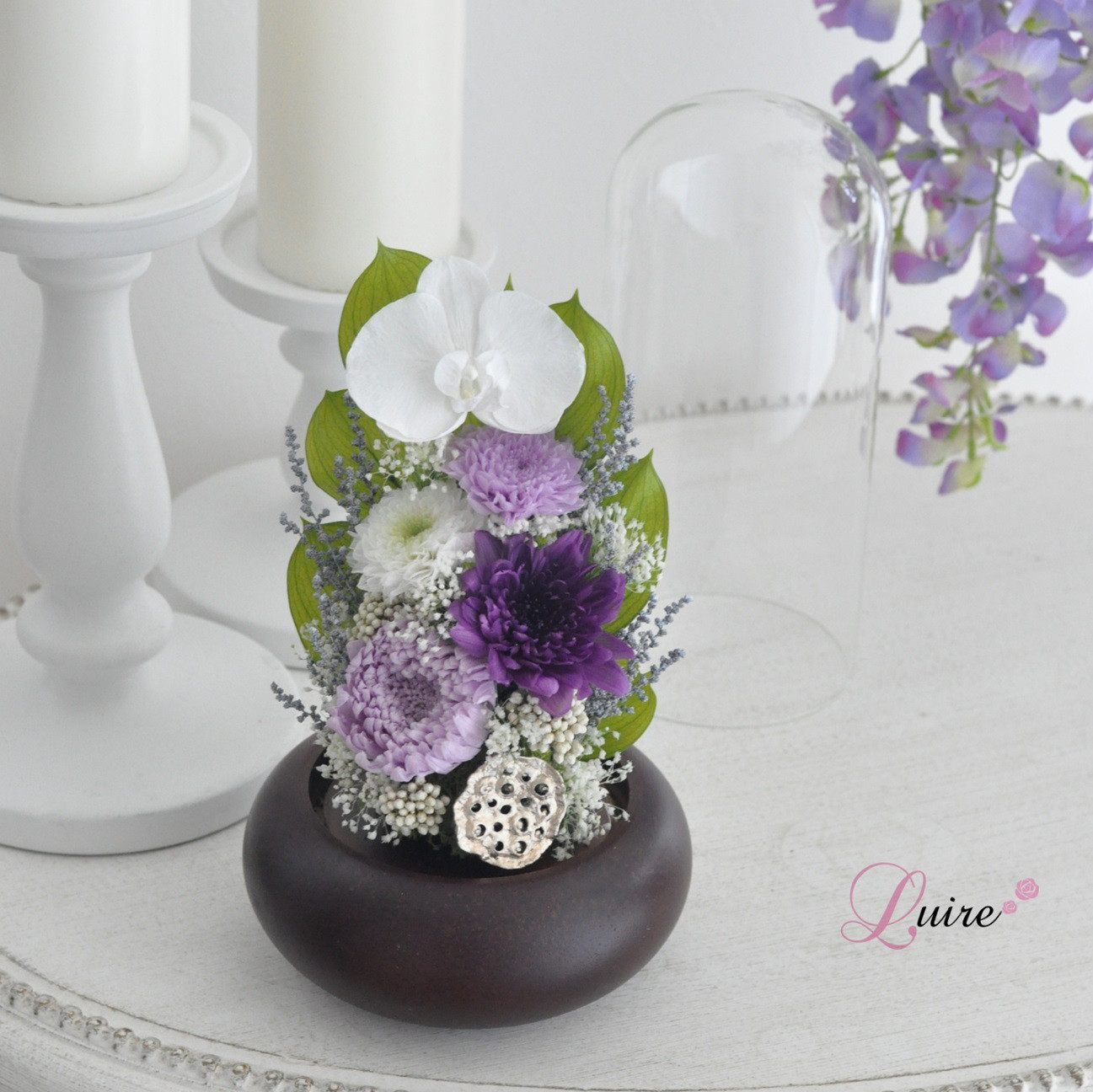 FLABEL お供え プリザーブドフラワー 仏花 胡蝶蘭 しずく ケース