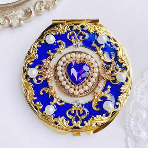 プリンセスメモリーガラス彫刻と彫刻ミラー 試作品(非売品) キラキラ魔法のプリンセスコンパクト 両面ミラー 手鏡 momoxx 通販