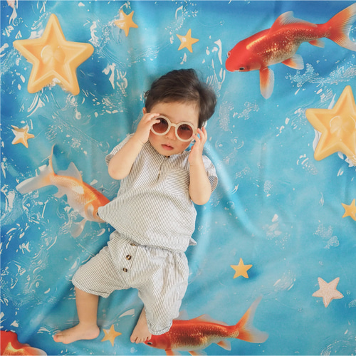 金魚すくいマット 夏祭りごっこ・縁日ごっこ遊びに！ 日本製の背景布