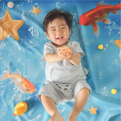 金魚すくいマット 夏祭りごっこ・縁日ごっこ遊びに！ 日本製の背景布