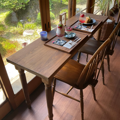 ろくろ足 国産ひのき150cm奥行約46㎝1台 カウンターテーブル