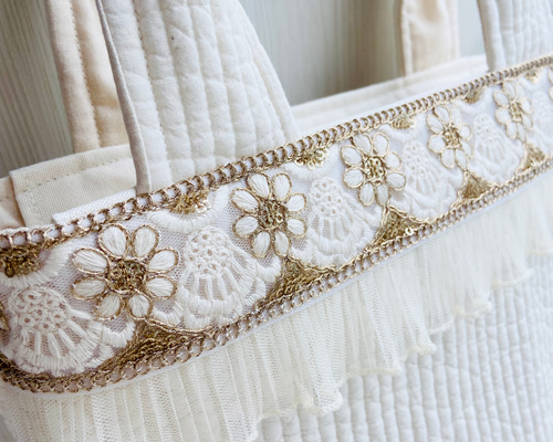hikamamaページ♡リボン付きヌビバッグ 再販】ヌビトートバッグ 刺繍リボンのヌビバッグ トートバッグ