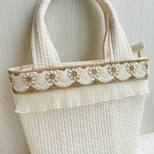 再販】ヌビトートバッグ 刺繍リボンのヌビバッグ トートバッグ