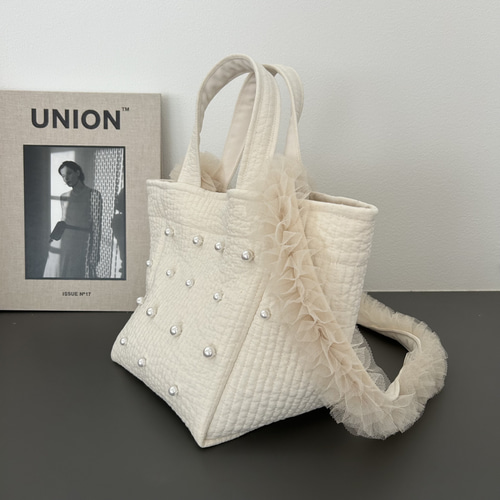 大人気！チュールパール付きヌビバッグ 大人気！チュールハンドル付きヌビバッグ - メルカリ