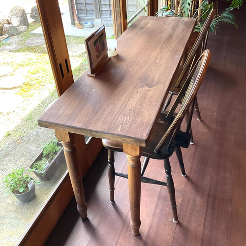 ろくろ足ヒノキ天板140cm奥行約46㎝ カウンターテーブル ろくろ足ヒノキ天板140cm奥行約46㎝ カウンターテーブル