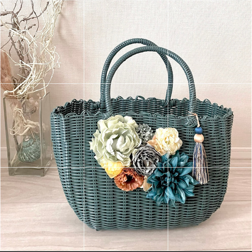 送料込み】花かごバッグ フラワーバッグ 浴衣 リゾートママバッグ  