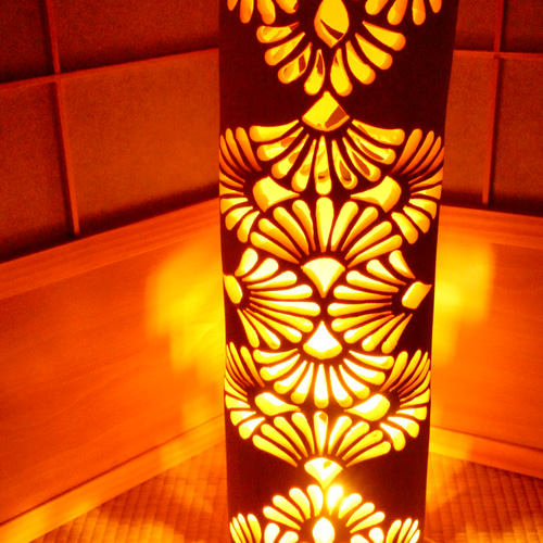 ◇全面彫◇竹灯り・竹あかり・竹灯籠 ～～ 癒しの灯り ☆扇子格子  