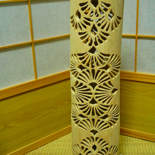 ◇全面彫◇竹灯り・竹あかり・竹灯籠 ～～ 癒しの灯り ☆扇子格子  