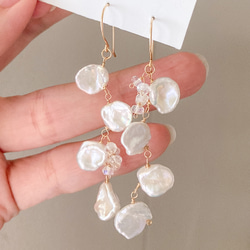 14kgf］宝石質 桜ピンクのローズクォーツ 一粒ピアス イヤリング変更可