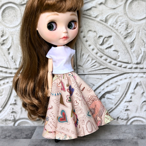✤ Skull P ✤ 540度サーキュラースカート ピンク ブライス