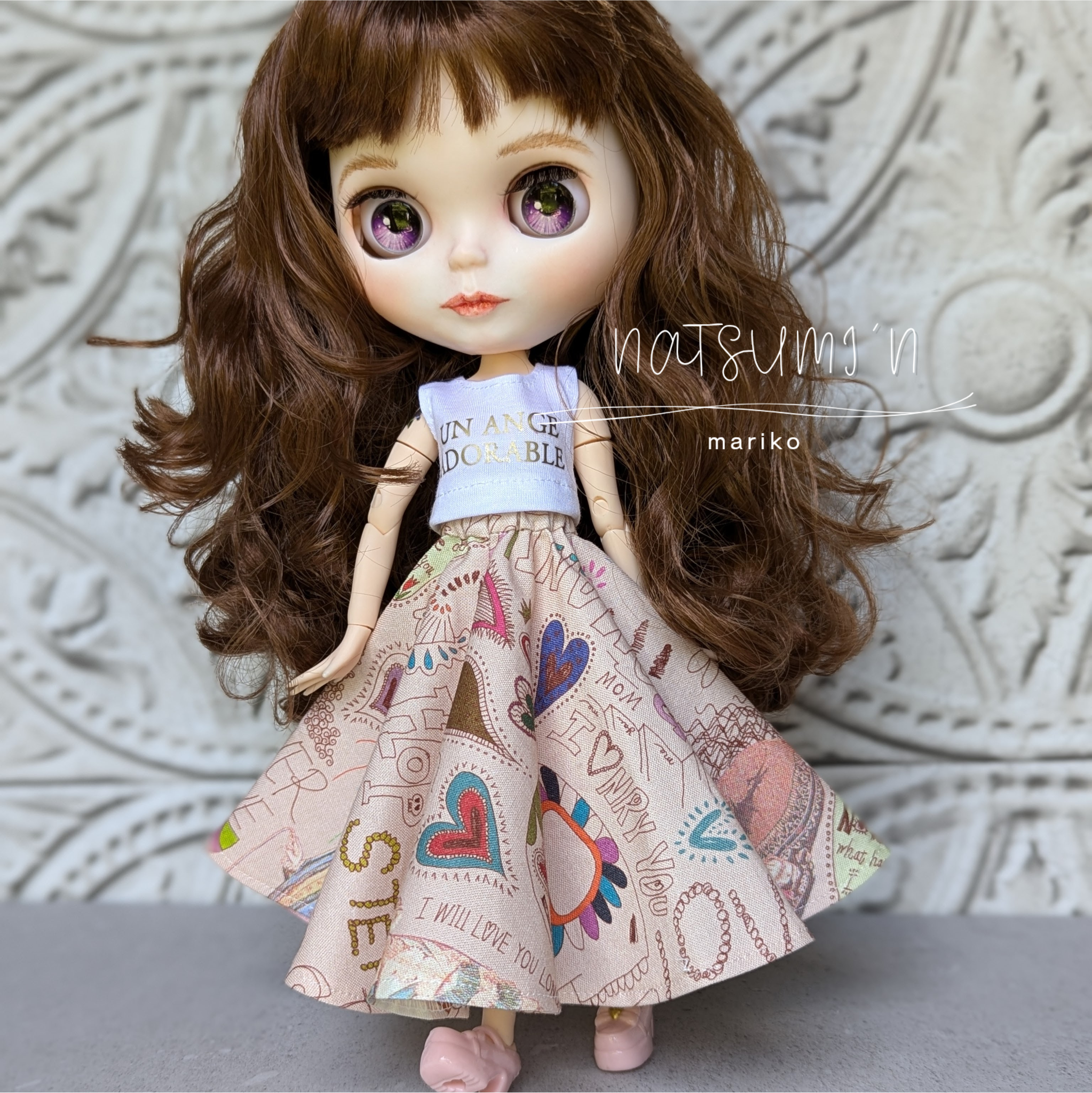 ✤ Skull P ✤ 540度サーキュラースカート ピンク ブライス