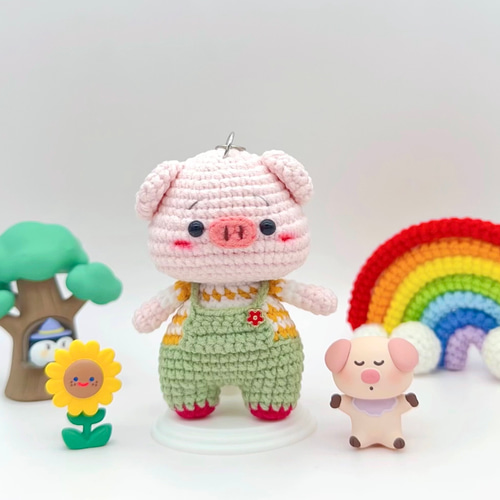 受注作製】ブタちゃんB あみぐるみ ハンドメイド キーホルダー 受注作製】ブタちゃんB あみぐるみ ハンドメイド キーホルダー