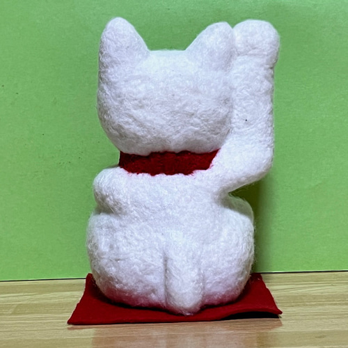 招き猫(大)(福運)#1(綿と羊毛フェルト) 羊毛フェルト 工房TAKA 通販