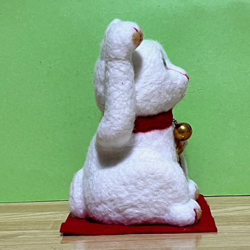 招き猫(大)(福運)#1(綿と羊毛フェルト) 羊毛フェルト 工房TAKA 通販