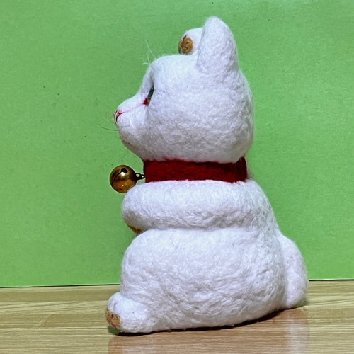 招き猫(大)(福運)#1(綿と羊毛フェルト) 羊毛フェルト 工房TAKA 通販