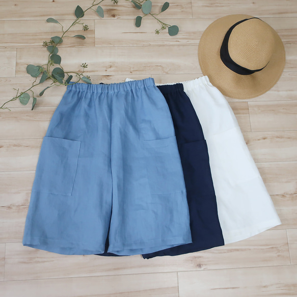 お中元やプレゼントにも　夏の必需品　麻のハーフパンツ（リネンツイル／全8色） 1枚目の画像