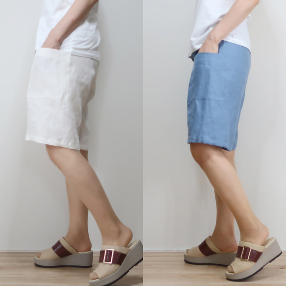 お中元やプレゼントにも　夏の必需品　麻のハーフパンツ（リネンツイル／全8色） 5枚目の画像