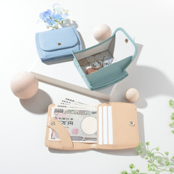 ほんのりまるい コンパクト折り財布 イタリアンレザー【ニュアンスカラー】 2枚目の画像