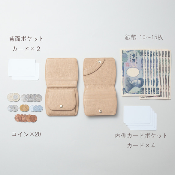 ほんのりまるい コンパクト折り財布 イタリアンレザー【ニュアンスカラー】 10枚目の画像