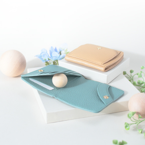 ほんのりまるい コンパクト折り財布 イタリアンレザー【ニュアンスカラー】 6枚目の画像