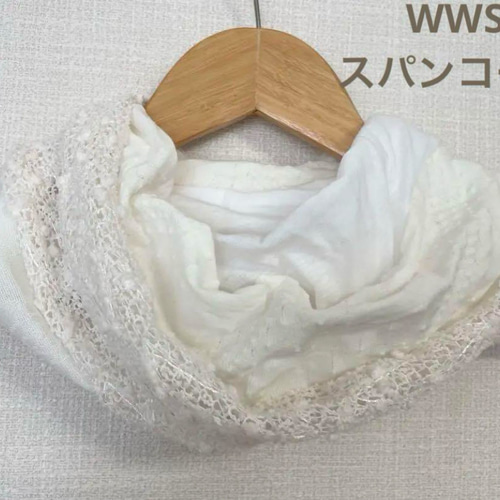 WWSホワイト&ホワイトスパンコール国内手作りネックウォーマー 日焼け  