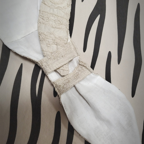 再販‼️おしゃれスカーフ❤️ベージュ収縮刺繍綿レース❤️エン  