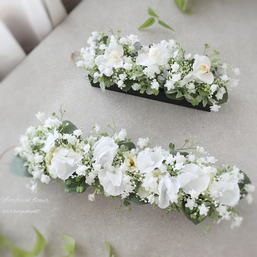 スイートピーとかすみ草 細長スタイル爽やかアレンジ ❁ お誕生日