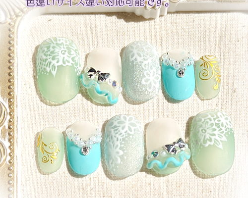 ☆現品☆ネイルチップ ジェルネイル レースネイル すりガラス