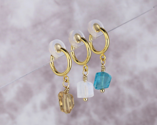 Sweet Pea 天然石フープピアス（片耳用） 天然石風フープピアス ゴールド サージカルステンレス[品番