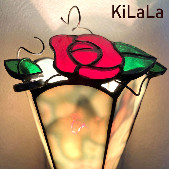 オリジナルステンドグラス『おやすみランプ・薔薇』B
