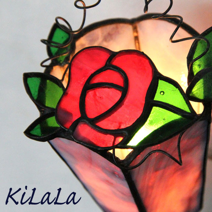 オリジナルステンドグラス『おやすみランプ・薔薇』C