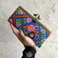 幸せの小鳥 レトロな花柄 長財布 親子がま口 長財布 riff art gallery