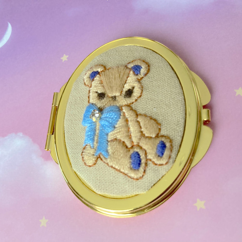 ハンドメイド【てくまくまやこん♡コンパクトミラー】リバティ♡セン