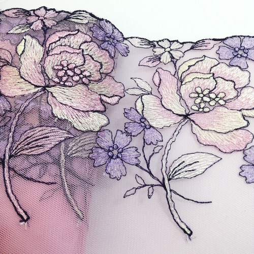 ハンドメイドシュシュM-1549♡アニマル柄×くすみピンクレース